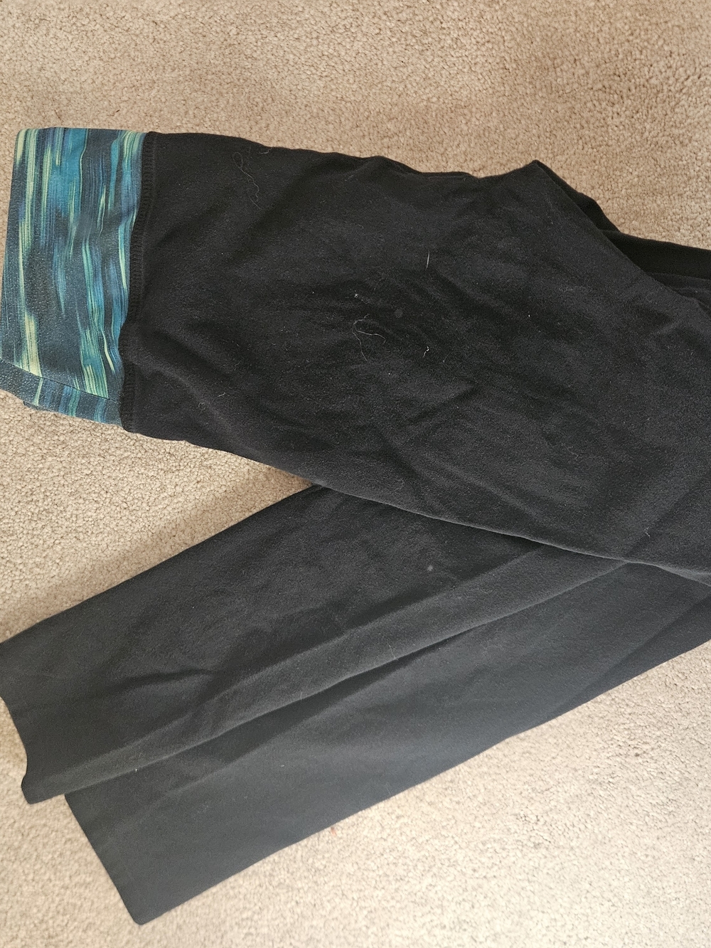 Black Stretch Pants with Teal Accent